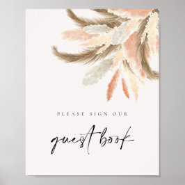 Gold Pampas Grass Guest Book Wedding Sign C100 Poster