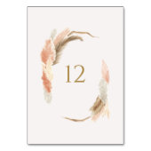Gold Pampas Grass Table Number Kaart Sign C100 (Voorkant)