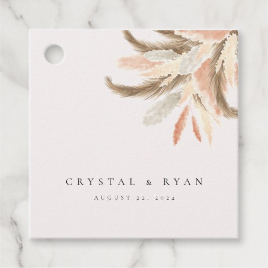 Gold Pampas Grass Wedding Guest Gift C100 Bedankjes Labels (Voorkant)