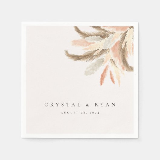 Gold Pampas Grass Wedding Guest Paper C100 Servet (Voorkant)