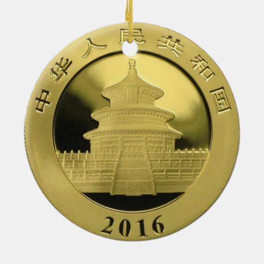 Gold Panda - munt Keramisch Ornament (Achterkant)