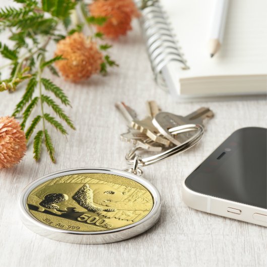 Gold Panda - munt Sleutelhanger (Zijkant)