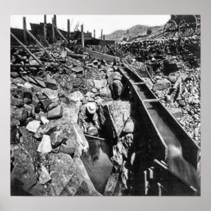 GOLD PANNING IN CALIFORNIA c. 1866 Poster