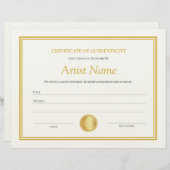 Gold Paper Certificate of Authenticity-Sjabloon Briefhoofd (Voorkant / Achterkant)
