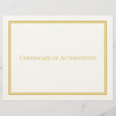 Gold Paper Certificate of Authenticity-Sjabloon Briefhoofd (Achterkant)