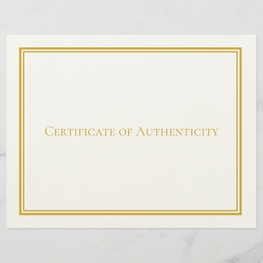 Gold Paper Certificate of Authenticity-Sjabloon Briefhoofd (Achterkant)