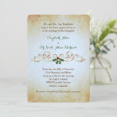 Gold Paper Holiday Theme Formele bruiloft Kaart (Staand voorkant)