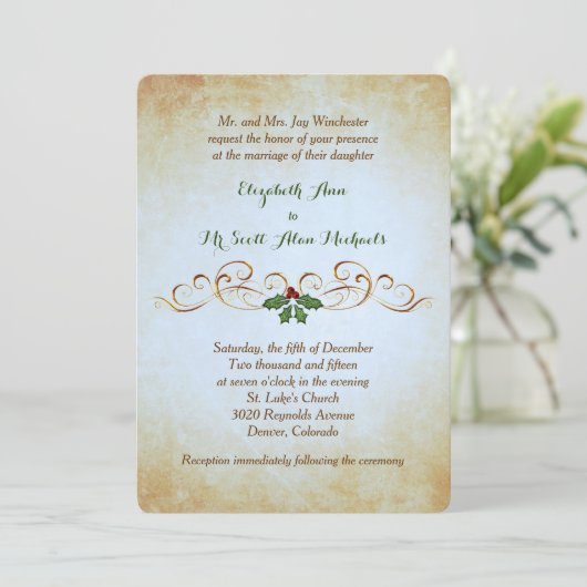 Gold Paper Holiday Theme Formele bruiloft Kaart (Staand voorkant)