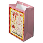 Gold Papercut Rabbit Chinese nieuwjaar 2023 Roze Medium Cadeauzakje (Voorkant Gekanteld)