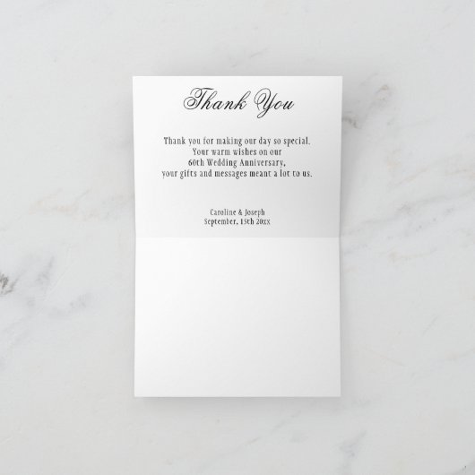 Gold & Pareltjes 60e bruiloft Jubileum Hartelijk d Bedankkaart (Binnen)