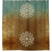 Gold-Pareltjes op Shimmery Gold Green Douchegordijn (Voorkant)