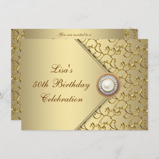 Gold Parelvrouwen 50e verjaardag Kaart (Voorkant / Achterkant)