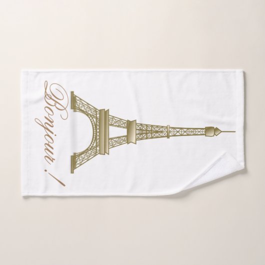 Gold Paris Eiffel Tower France Pink Decor Handdoek (Handdoek)