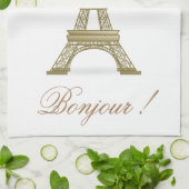 Gold Paris Eiffel Tower France Pink Decor Theedoek (Gevouwen)
