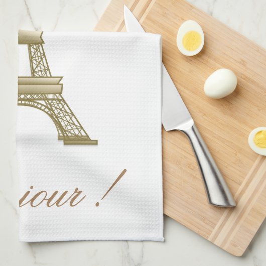 Gold Paris Eiffel Tower France Pink Decor Theedoek (Quarter Fold)