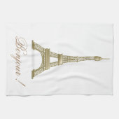 Gold Paris Eiffel Tower France Pink Decor Theedoek (Horizontaal)