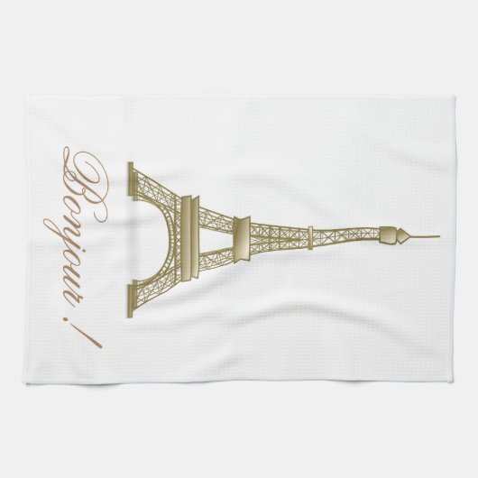 Gold Paris Eiffel Tower France Pink Decor Theedoek (Horizontaal)