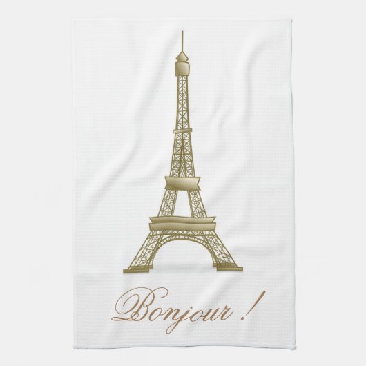 Gold Paris Eiffel Tower France Pink Decor Theedoek (Verticaal)