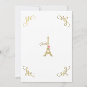 Gold Paris Eiffel Tower Pink Rose Sweet 16 Party Kaart (Achterkant)