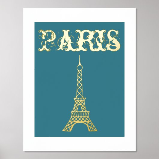 Gold Paris Eiffel Tower Wall Art Poster Decor (Voorkant)