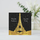 Gold Paris France Skyline #2 Bk Starry Sweet 16 SQ Kaart (Staand voorkant)
