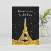 Gold Paris France Skyline #2 Bk Starry Sweet 16 V Kaart (Staand voorkant)