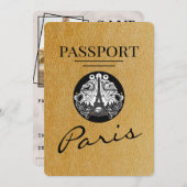 Gold Paris Passport Bewaar de datum Save The Date (Voorkant / Achterkant)
