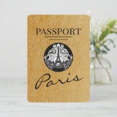 Gold Paris Passport Bewaar de datum Save The Date (Staand voorkant)