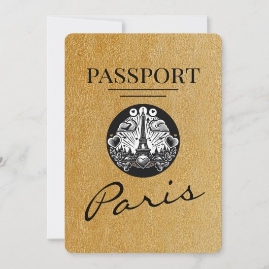 Gold Paris Passport Bewaar de datum Save The Date (Voorkant)
