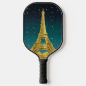 Gold Paris Skyline #2 Blauwgroen Starry Sky Pickleball Paddle (Voorkant)