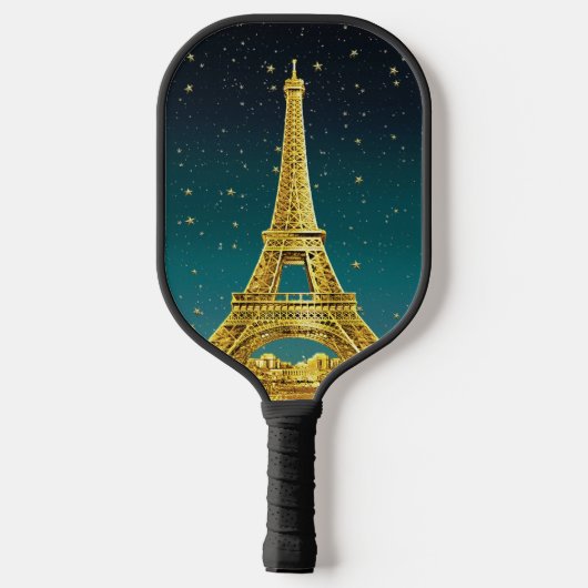 Gold Paris Skyline #2 Blauwgroen Starry Sky Pickleball Paddle (Achterkant)