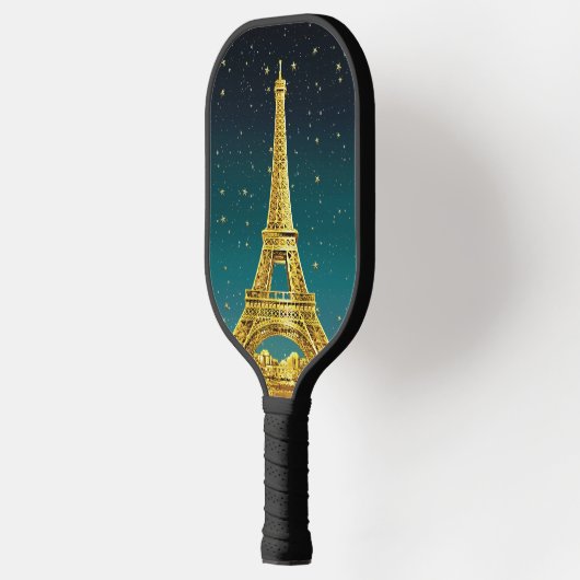 Gold Paris Skyline #2 Blauwgroen Starry Sky Pickleball Paddle (Links)
