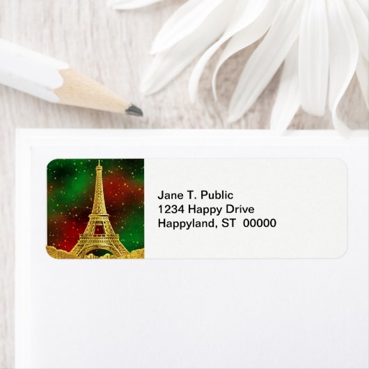 Gold Paris Skyline #2 KerstStarry Etiket (Insitu)