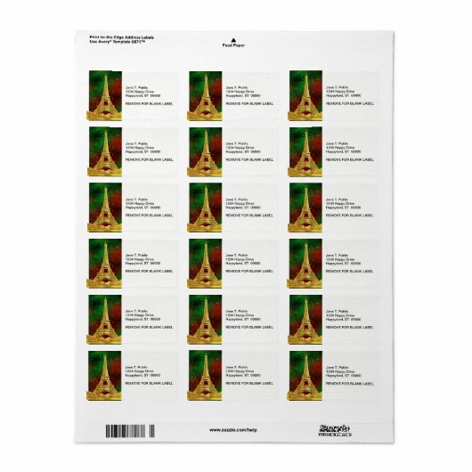 Gold Paris Skyline #2 KerstStarry Etiket (Full Sheet)