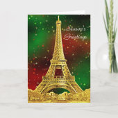 Gold Paris Skyline #2 KerstStarry Feestdagen Kaart (Voorkant)