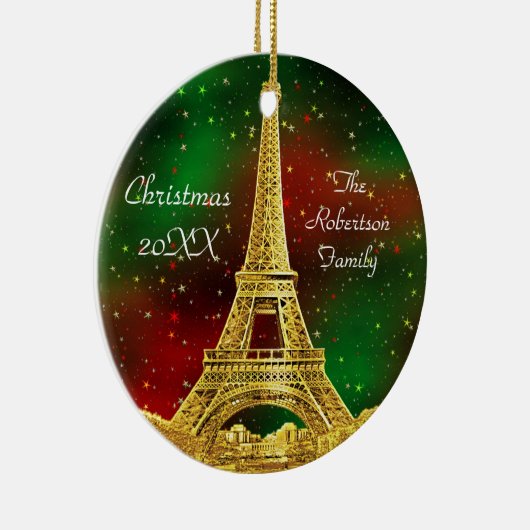 Gold Paris Skyline #2 KerstStarry Keramisch Ornament (Rechts)