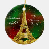 Gold Paris Skyline #2 KerstStarry Keramisch Ornament (Voorkant)
