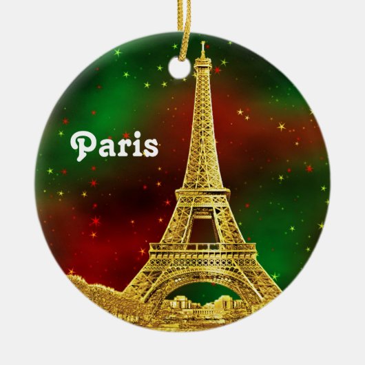 Gold Paris Skyline #2 KerstStarry Keramisch Ornament (Voorkant)