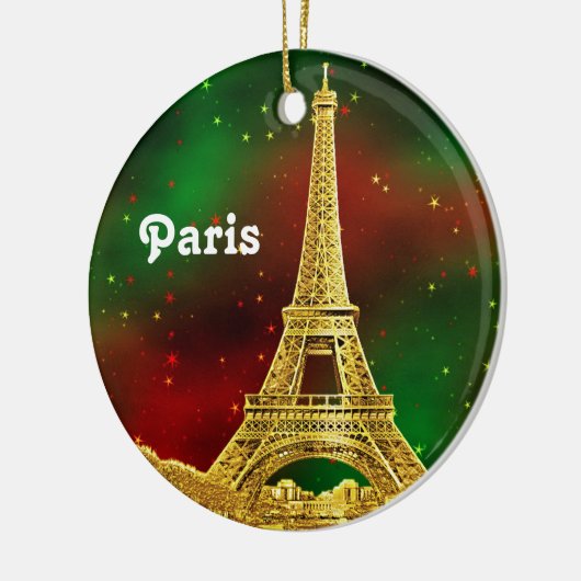 Gold Paris Skyline #2 KerstStarry Keramisch Ornament (Links)