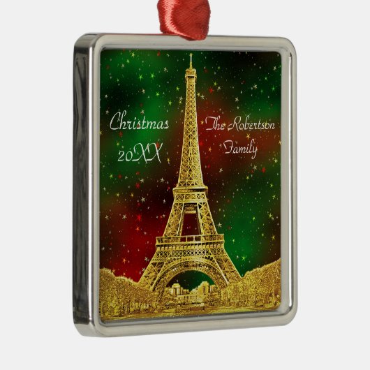 Gold Paris Skyline #2 KerstStarry Metalen Ornament (Rechts)