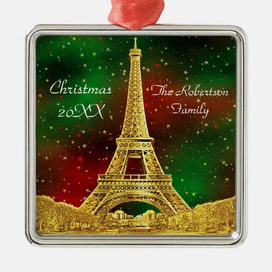 Gold Paris Skyline #2 KerstStarry Metalen Ornament (Voorkant)