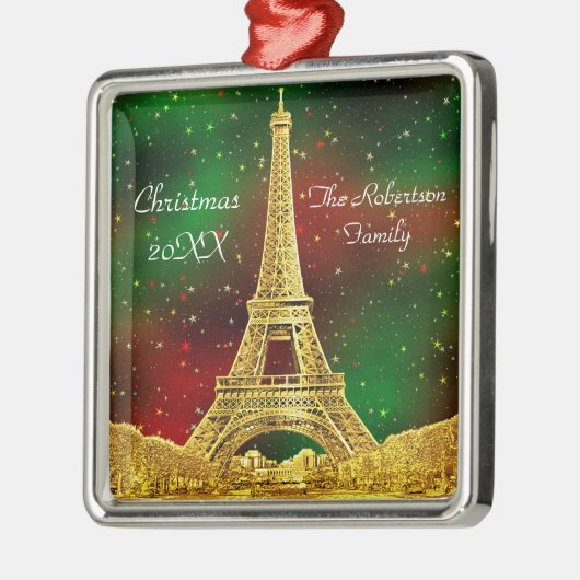 Gold Paris Skyline #2 KerstStarry Metalen Ornament (Links)