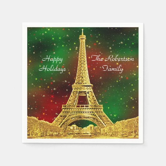 Gold Paris Skyline #2 KerstStarry Servetten (Voorkant)