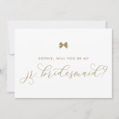 Gold Parisian Bow zal mijn Jr Bridesmaid zijn. Kaart (Voorkant)