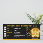 Gold Party Bus Pass Ticket VIP Milestone Verjaarda Kaart (Staand voorkant)