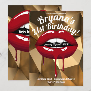 Gold Party Glam Luxury Red Drip Drips Kaart