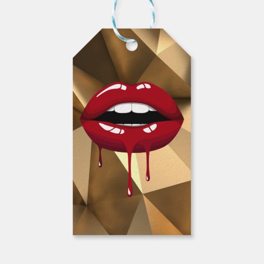 Gold Party Luxe Glam Red Drip Drivers Cadeaulabel (Achterkant)