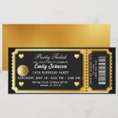 Gold Party Ticket Invitation Kaart (Voorkant / Achterkant)
