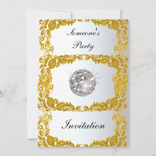 Gold Party-uitnodiging Kaart (Achterkant)