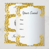 Gold Party-uitnodiging Kaart (Voorkant / Achterkant)